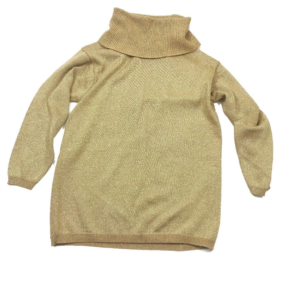 EUC Preswick & Moore Gold Metallic Woll Blend Cowl Neck Pullover Sweater Wms M